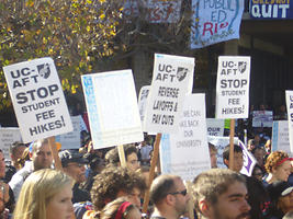 UC-AFT signs in the crowd