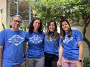 Demonstration Teachers from the UCLA Lab School wearing blue UC-AFT t-shirts.