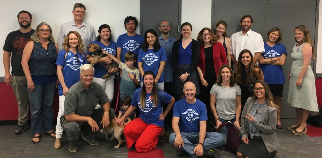 Members of the Unit 19 Bargaining team posing during a session at UC San Diego in 2019.