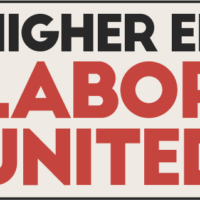 black and red text in all caps reads "Higher Ed Labor United"