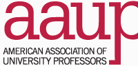 red lower case font reds "AAUP" underneath in black text is "American Association of University Professors"